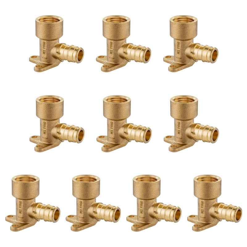 EFIELD (Pack of 10) EFIELD Pex A Expansion Brass Fittings 1/2"x 1/2" Female NPT Drop-ear Elbow ONLY For Pex-A Tubing Connection, ASTM F1960,(PEX1960116-10PCS) - Image 1